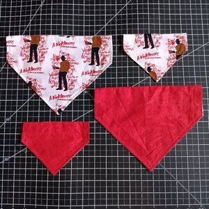Nightmare On Elm Street Red Reversible Over the Collar Dog Bandanas Small